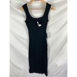 NWT Lush Ribbed Sleeveless Thick Strap Bodycon Dress Black Size XS
